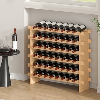VEVOR 48-72 Bottle Stackable Modular Wine Rack Bamboo Wood Display ...