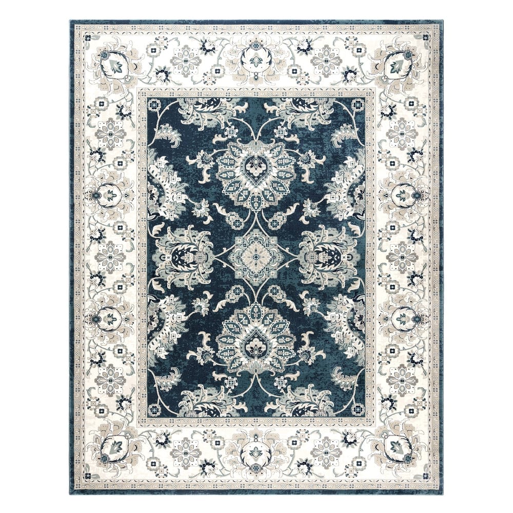 Gertmenian Majestic Moena Traditional Oriental Floral Medallion Wide Border Area Rug
