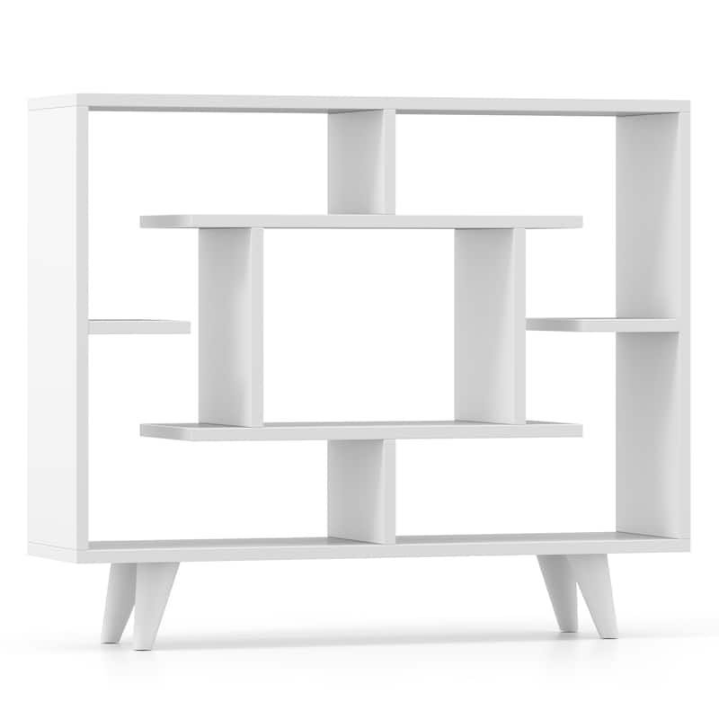 Gymax Bookshelf Geometric Bookcase w/ Anti-Tipping Kit Storage