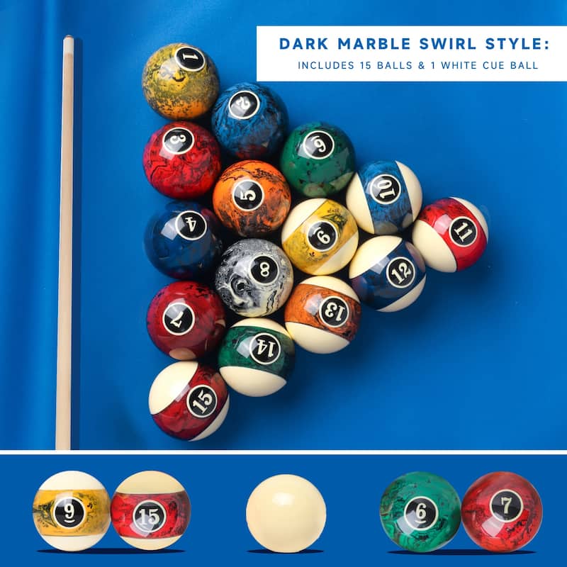 GSE™ 2-1/4" Regulation Size Standard Billiard/Pool Balls Set, Complete 16 Resin Balls - Billiard Pool Table Accessories