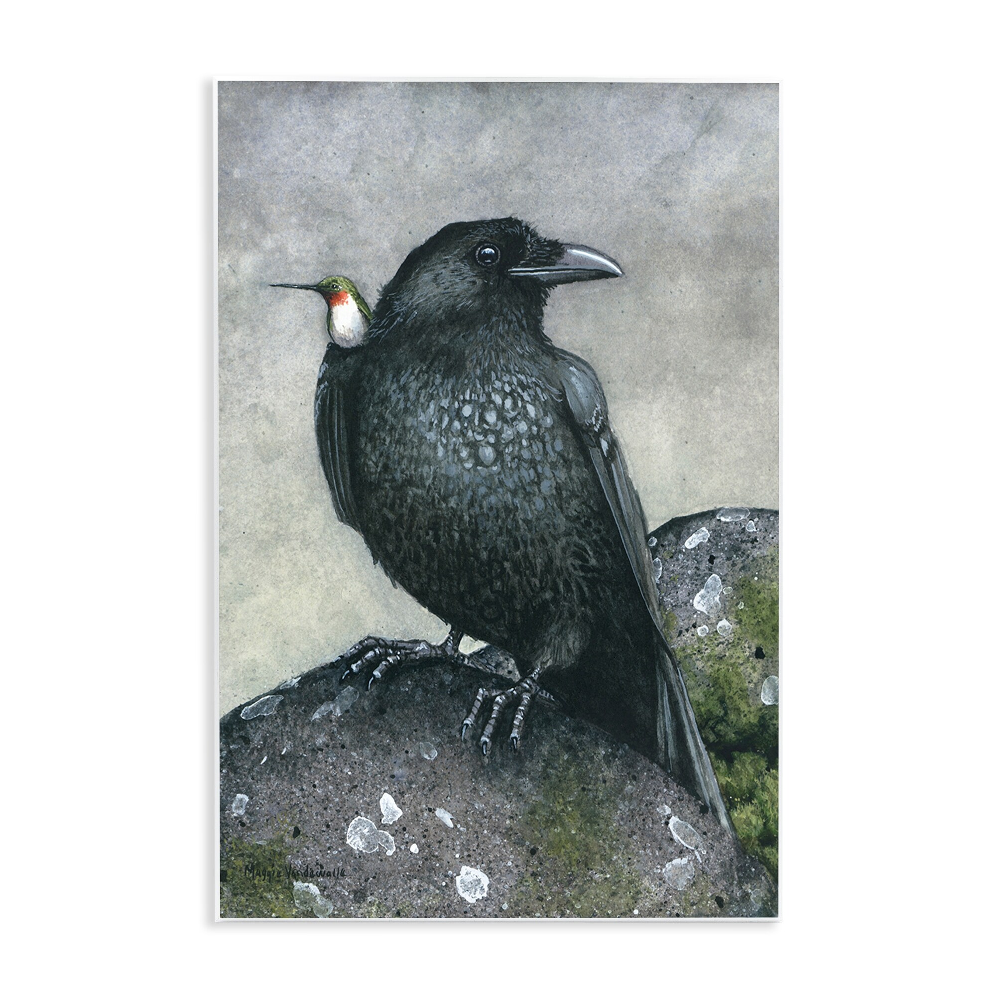 Stupell Crow & Hummingbird Perched Wall Plaque Art Design By
