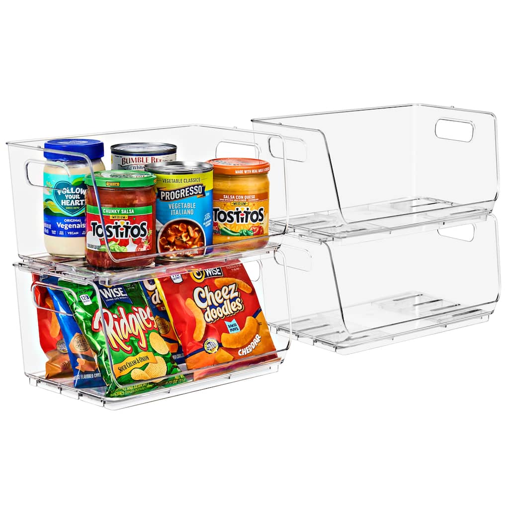 Sorbus Stackable Open Front Bins for Kitchen, Fridge, Pantry Storage Basket Bins - Easy to Group Good Items and Supplies