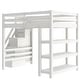 preview thumbnail 23 of 24, Twin/Full Size Loft Bed with Small Wardrobe, LED Light and Storage Staircase, Wooden Loft Bedframe with Storage Shelves for Kids