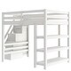 preview thumbnail 11 of 24, Twin/Full Size Loft Bed with Small Wardrobe and Storage Staircase, Solid Wood Loft Bedframe with LED Light and Storage Shelves