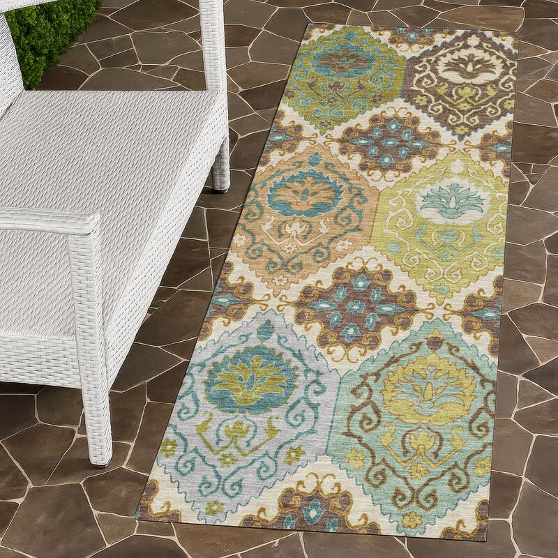 Machine Washable Indoor/ Outdoor Global Bayfield Chantille Rug - Beige - 2'3" x 7'6"