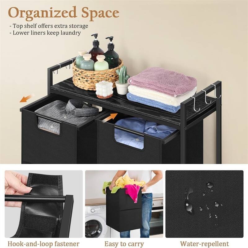 Laundry Hamper with Wheels - 29.4"L x 11.8"W x 29.6"H