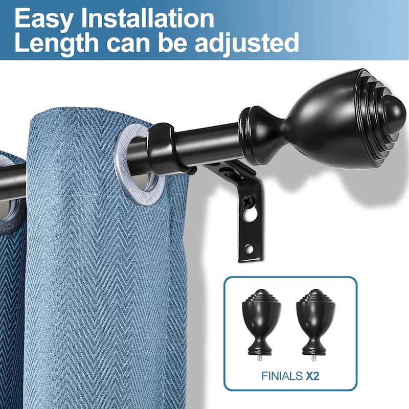 1-inch Diameter Urn Adjustable Single Drapery Curtain Rod