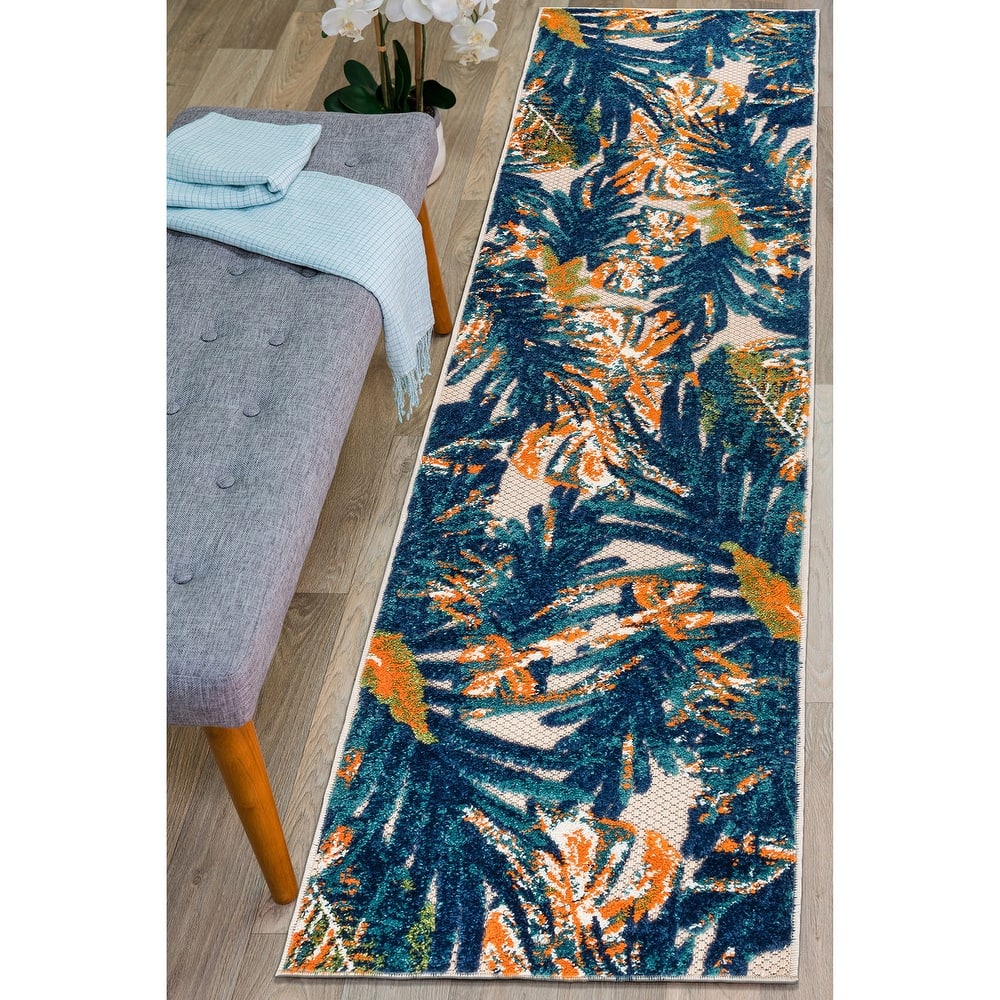 World Rug Gallery Floral Leaves Indoor/Outdoor Area Rug