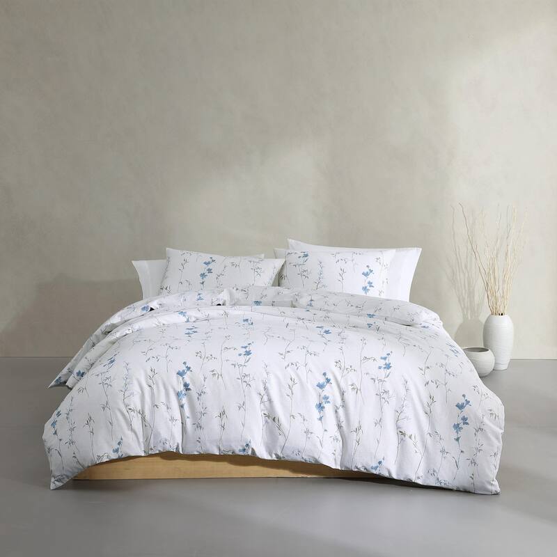 Calvin Klein Wildflower Cotton Reversible Beige Duvet Cover Set