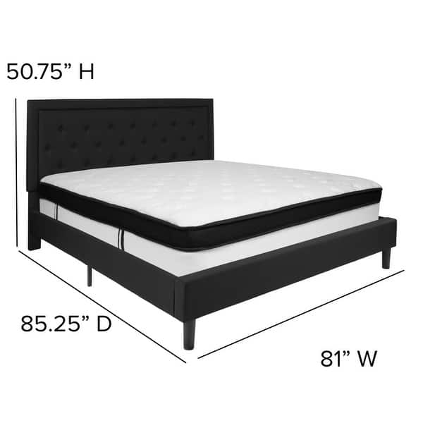 Panel Tufted Platform Bed and Memory Foam Pocket Spring Mattress Bed