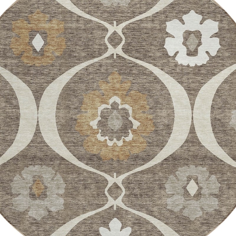 HomeRoots Medallion Transitional Rectangle Outdoor Rug