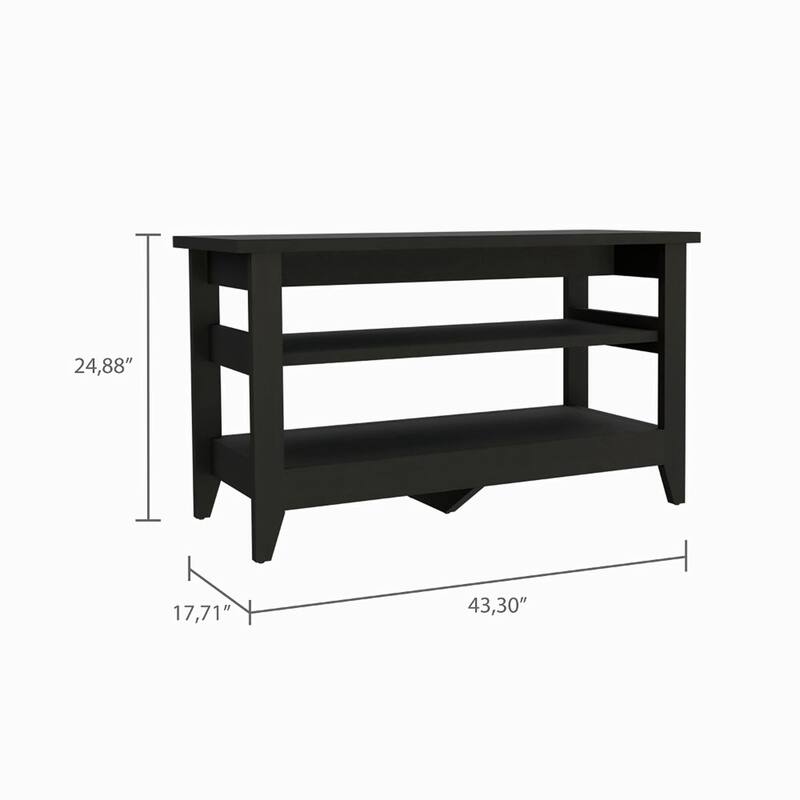 2-Shelf Rectangle Storage Bench Black