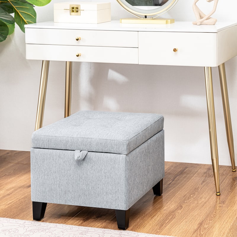Adeco Faux Leather Tufted Flip Top Storage Ottoman