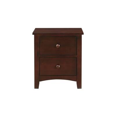 Brown 2 Drawer 22 in. W Nightstand with Sturdy Hardware and Ample Storage