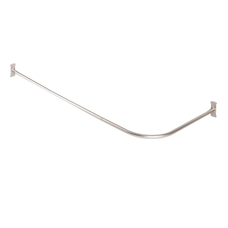 Utopia Alley Rustproof Wall Mounted Aluminum L-Shaped Corner Shower Curtain Rod,68 inch Size by 28 inch - Nickel