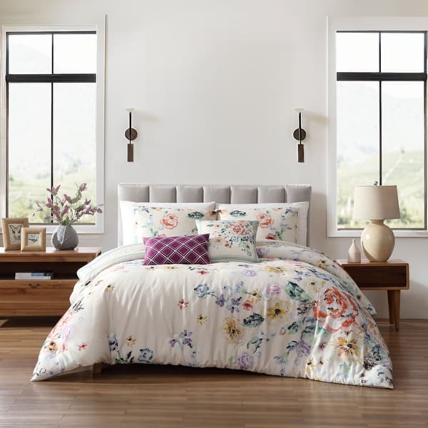 Bebejan Floral Garden 100% Cotton 5-Piece Reversible Comforter Set - Queen