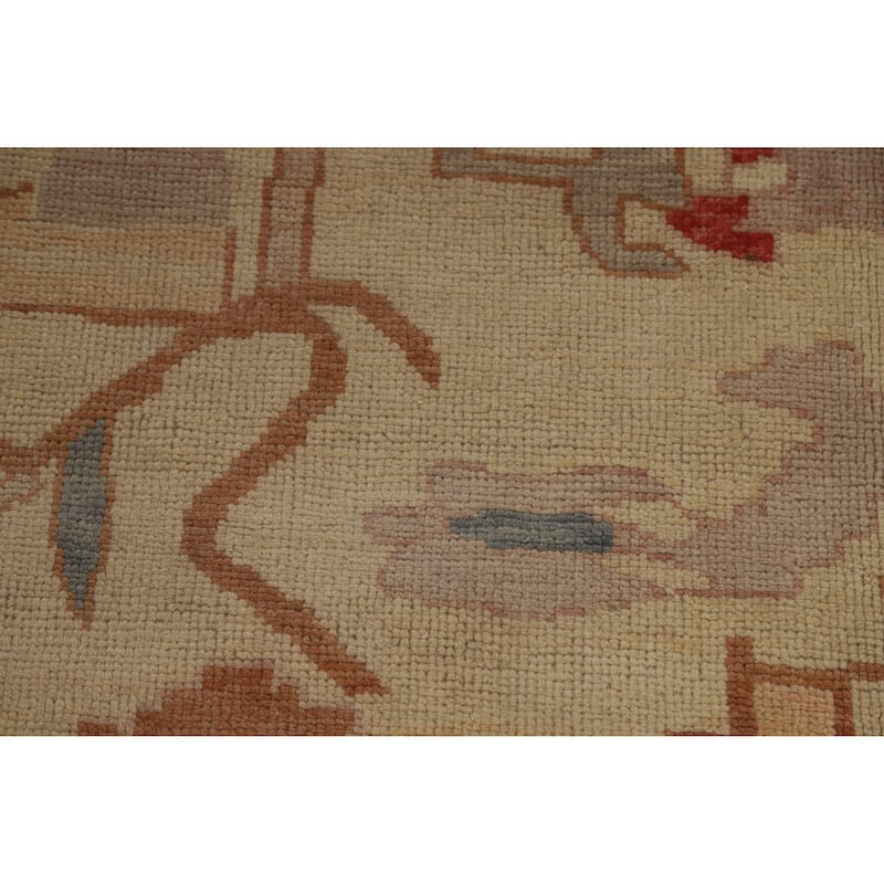 Hand Knotted Oriental 100% Wool Carpet Transitional Geometric Beige & Ivories Oushak Area Rug - 11' 0'' X 8' 2''