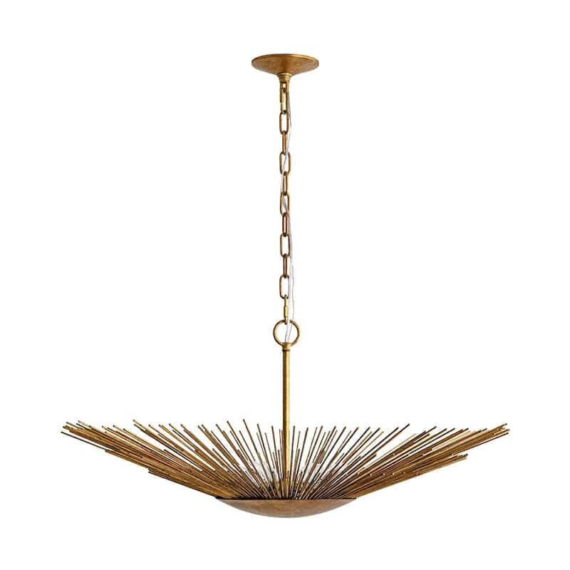 6-Light Vintage Luxury Gold Foiled Wide Wide Sunburst Chandelier 32in