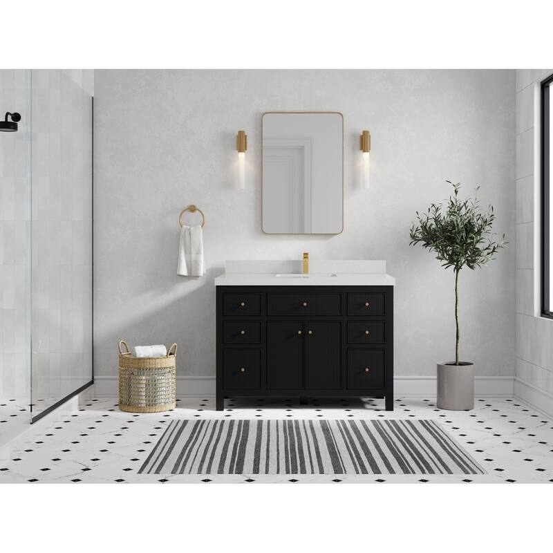 Willow Collections 48 in W x 22 in D Sonoma Free Standing Reeded Single Sink Bathroom Vanity with Countertop