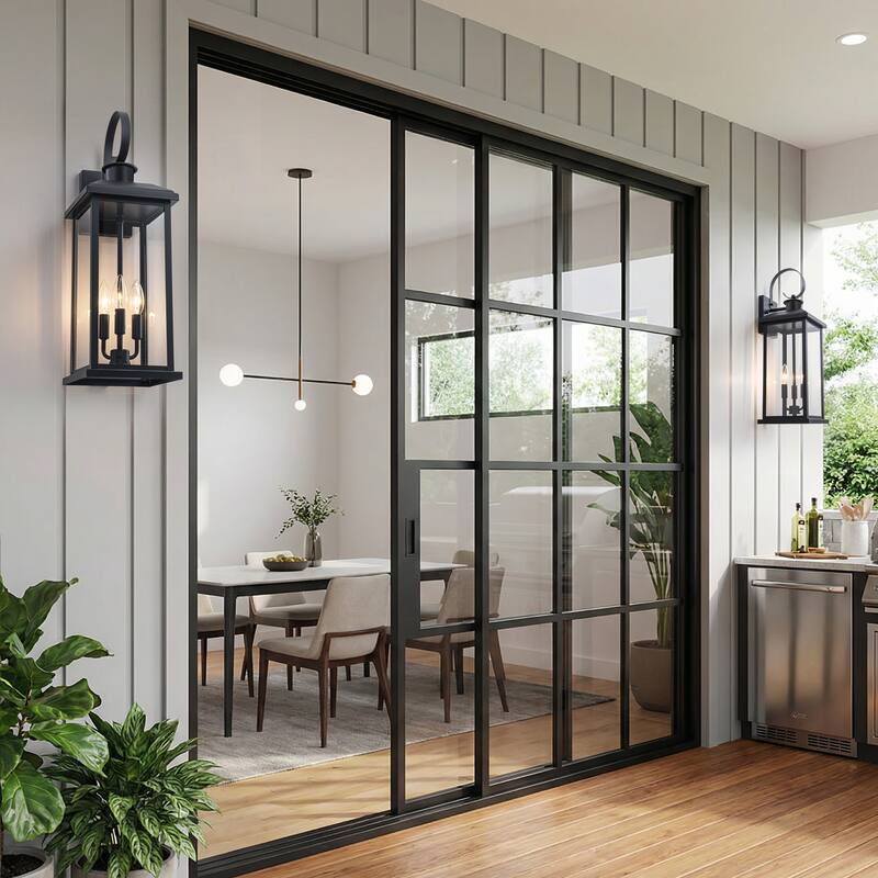 C Cattleya 1-Pack 3-Light 40W Matte Black Outdoor Wall Lights With Clear Glass Shade