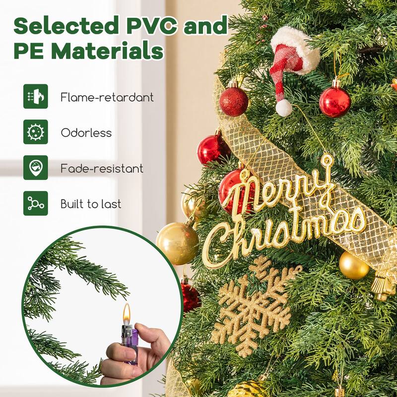 Gymax 7.5 FT Artificial Xmas Tree w/ 1019 PE PVC Branch Tips & Folding - See Details