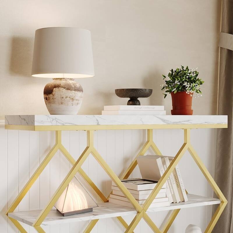 3-Tier Console Table, Entryway Table with Storage Shelf