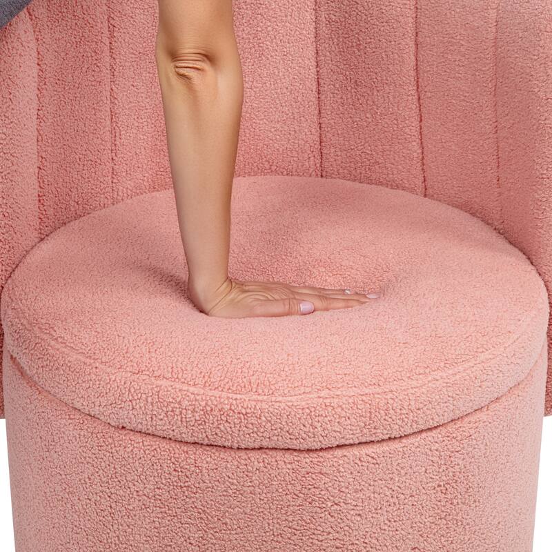 Boucle Swivel Chair with Storage Base