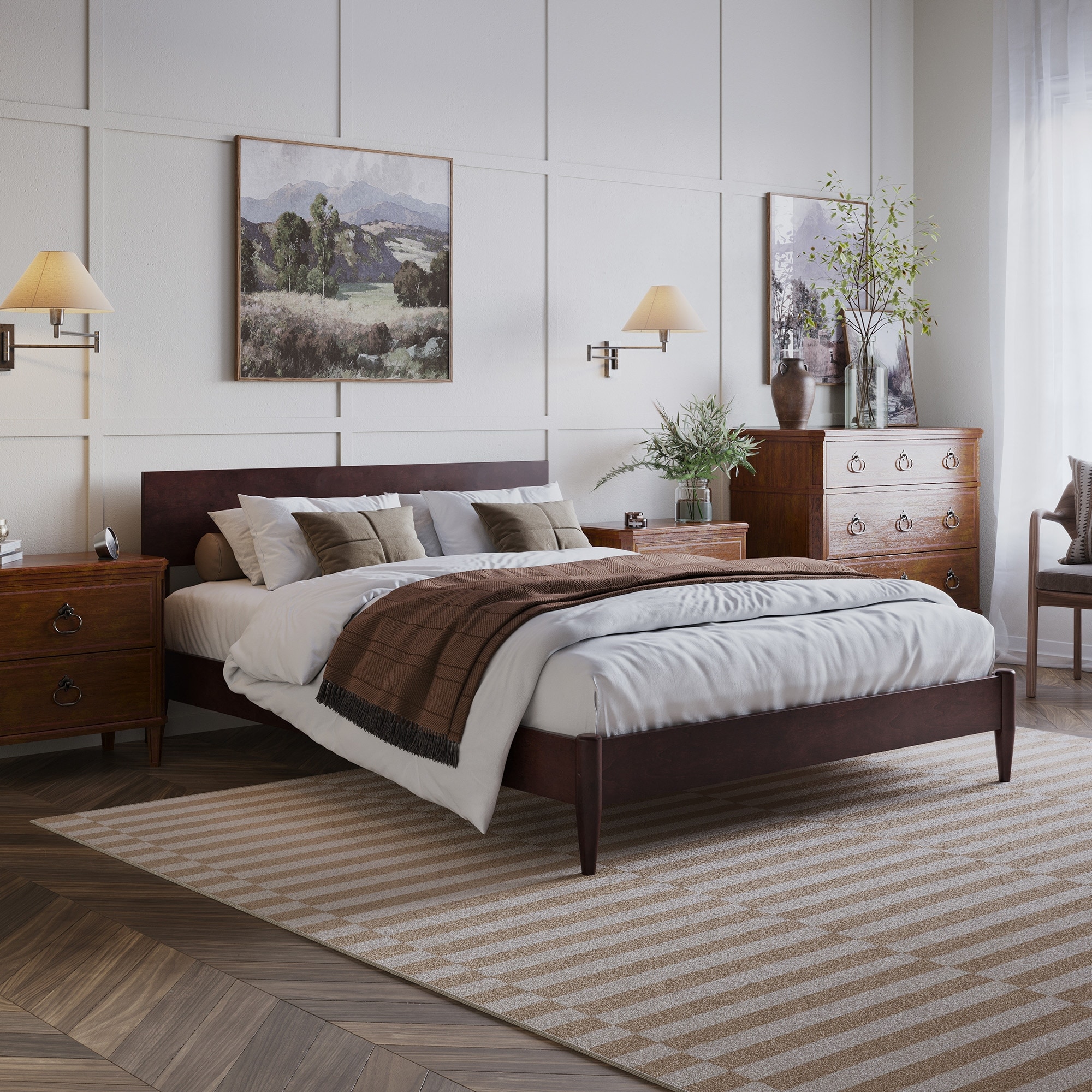 Aria Solid Wood Modern Low Profile Platform Bed