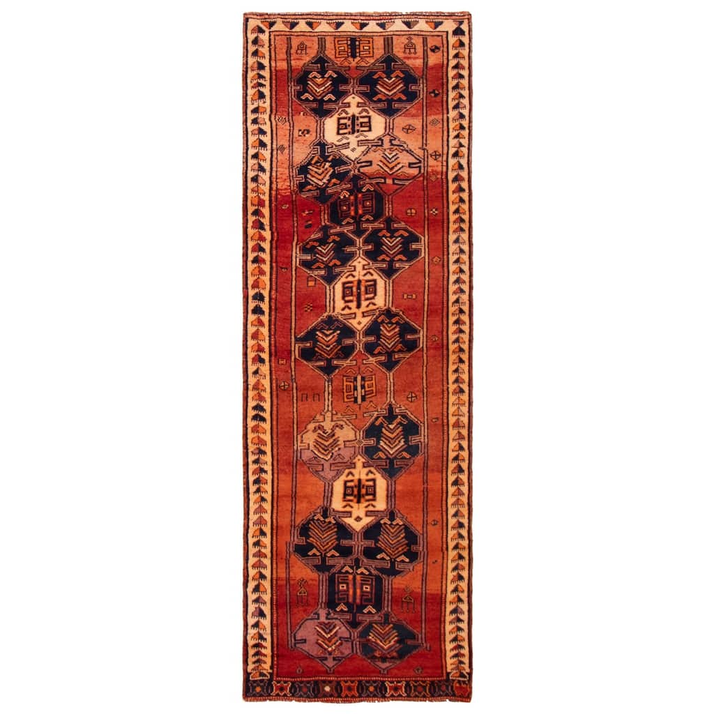ECARPETGALLERY Hand-knotted Melis Vintage Dark Copper Wool Rug - 3'8 x 11'2