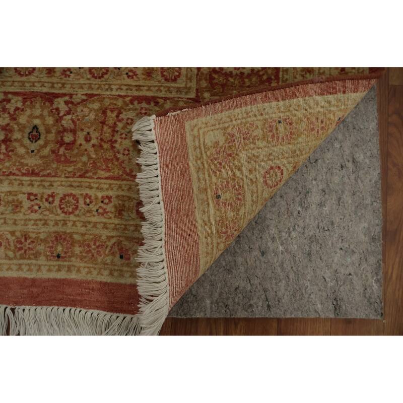 Hand Knotted Oriental 100% Wool Carpet Traditional Floral Oranges & Rust Qum Area Rug - 9' 5'' X 6' 1''