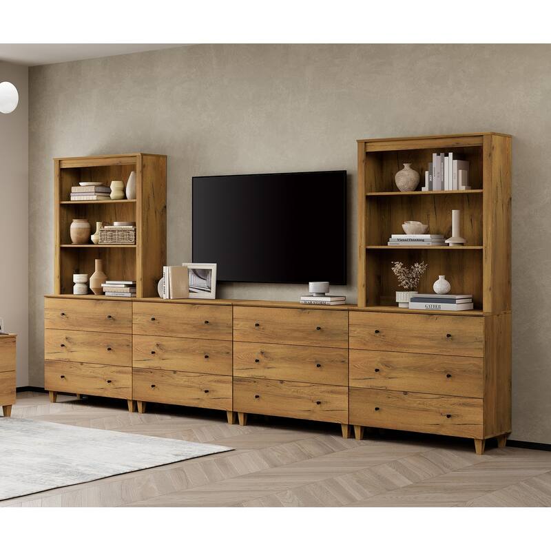 WAMPAT Entertainment Center for 75" TVs with Drawers and Adjustable Shelves