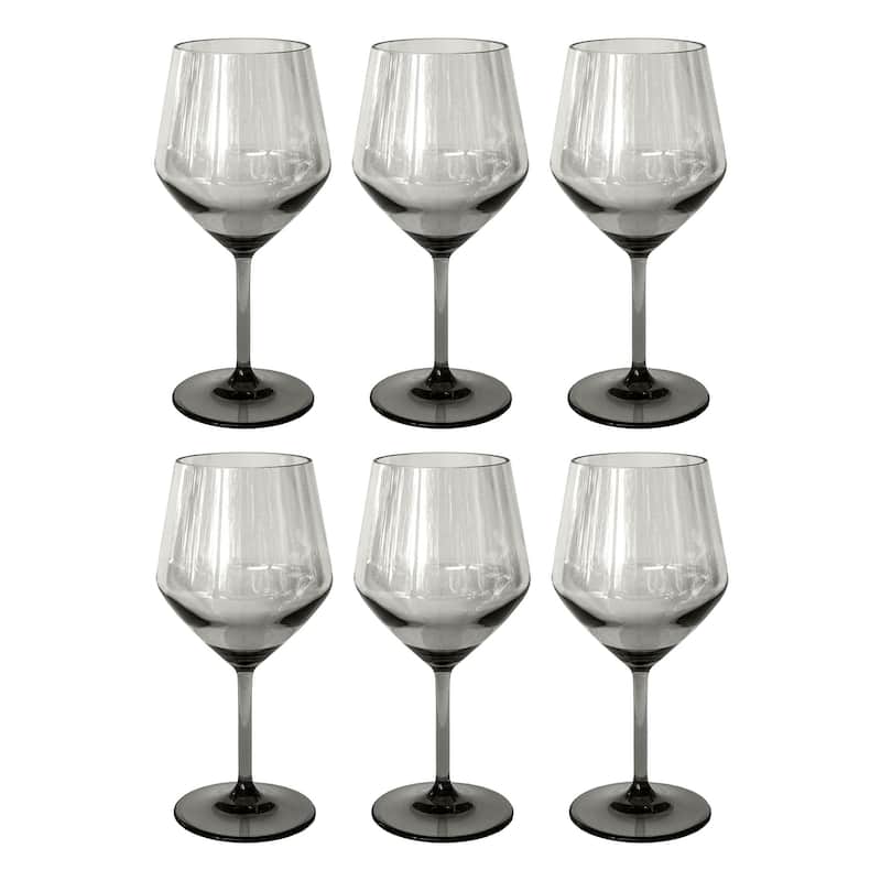 Abode Homewares by TarHong Angle Goblet, Blue, 23 oz, Set of 6 - Grey
