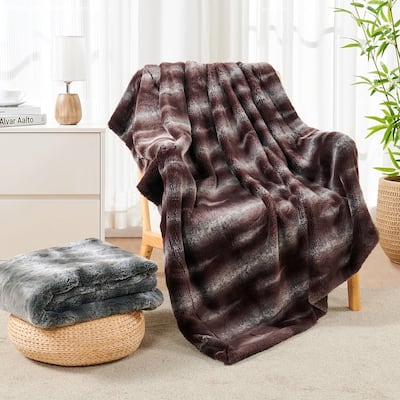 Tip Printing Light Fauxfur Throw