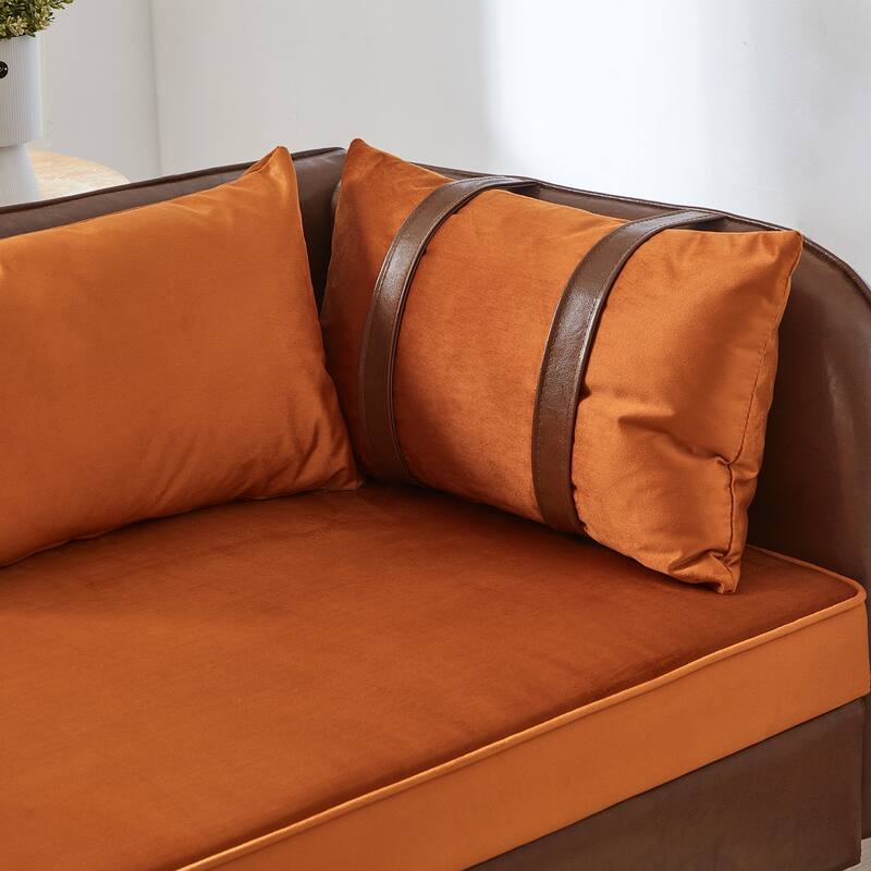 65" Storage Chaise Lounge Sofa with PU and Velvet Upholstery, Modern Sleeper Sofa with Hidden Storage