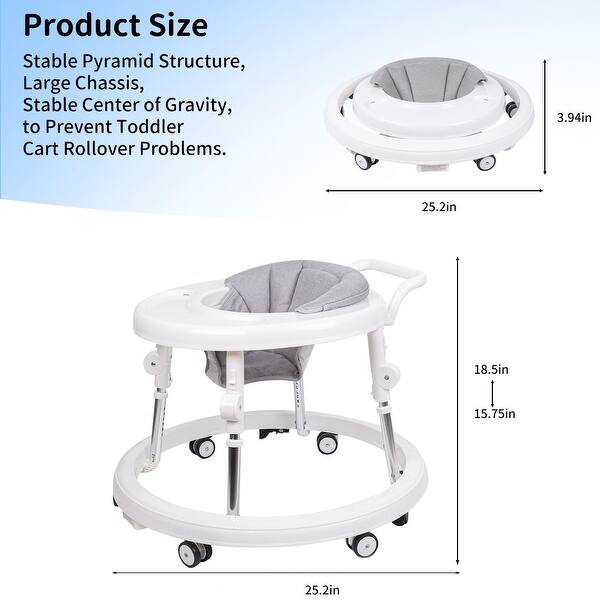 Baby Walker with Wheels, 3 in 1 Activity Center with Mute Wheels Anti
