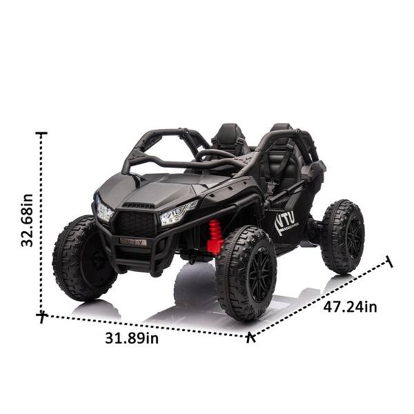 dimension image slide 1 of 5, 24V Kids Electric UTV with Remote Control, Spacious Interior, and Bluetooth Music for Children 3+