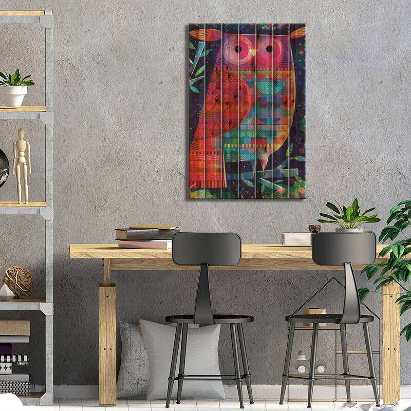Pattern Owl Print On Wood by Gareth Lucas - Multi-Color