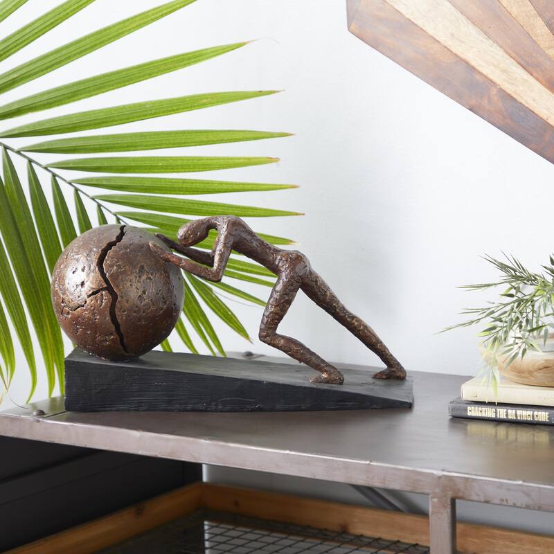 Polystone People Decorative Sculpture with Ball - Brown - Roche River Decor