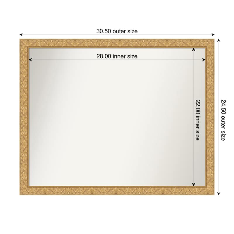 Lila Non-Beveled Wood Framed Wall Mirror - 31 x 25 in - Lila Gold