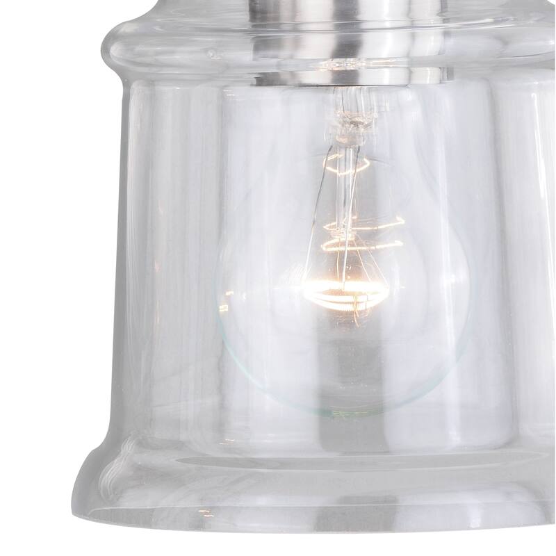 Toledo 2 Light Satin Nickel Industrial Jar Bathroom Vanity Fixture - 14.75-in W x 8.25-in H x 8-in D