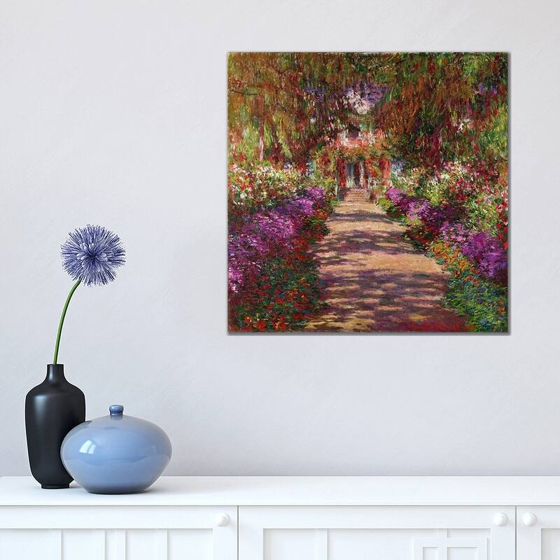 iCanvas "A Pathway in Monet's Garden, Giverny, 1902" by Claude Monet Canvas Print - 18x18x1.5
