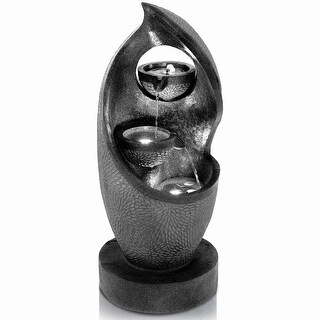 ExacMe 35" H Modern Outdoor Freestanding Fountains, Waterfall Fountains for Patio Garden Backyard Decking Décor A1301BR