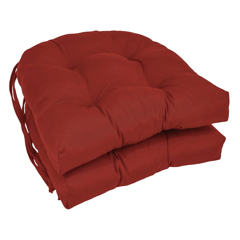 16-inch U-Shaped Indoor Twill Chair Cushions (Set of 2, 4, or 6) - 16" x 16" - Set of 2 - Ruby Red