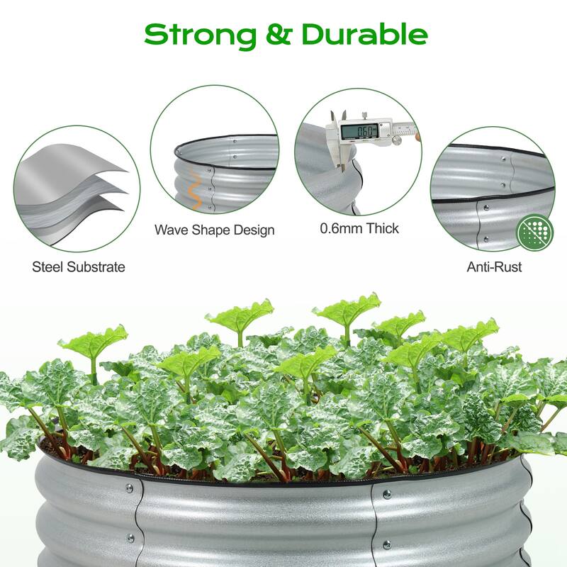 Aoodor Metal Galvanized Raised Garden Bed (Set of 2)