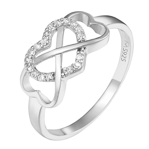 Heart Infinity Knot Ring 925 Sterling Silver Promise Simulated Diamonds Unique