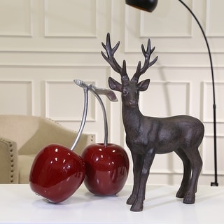 Unicorn  Silver Brown Wooden Look Standing Stag Home Decoration Shabby Ornament 