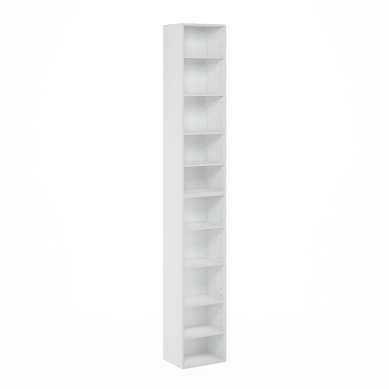 78.74 in. Tall White Wood 10-Shelf Bookcase
