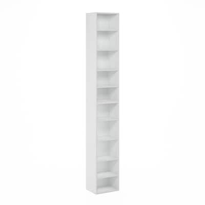 78.74 in. Tall White Wood 10-Shelf Bookcase