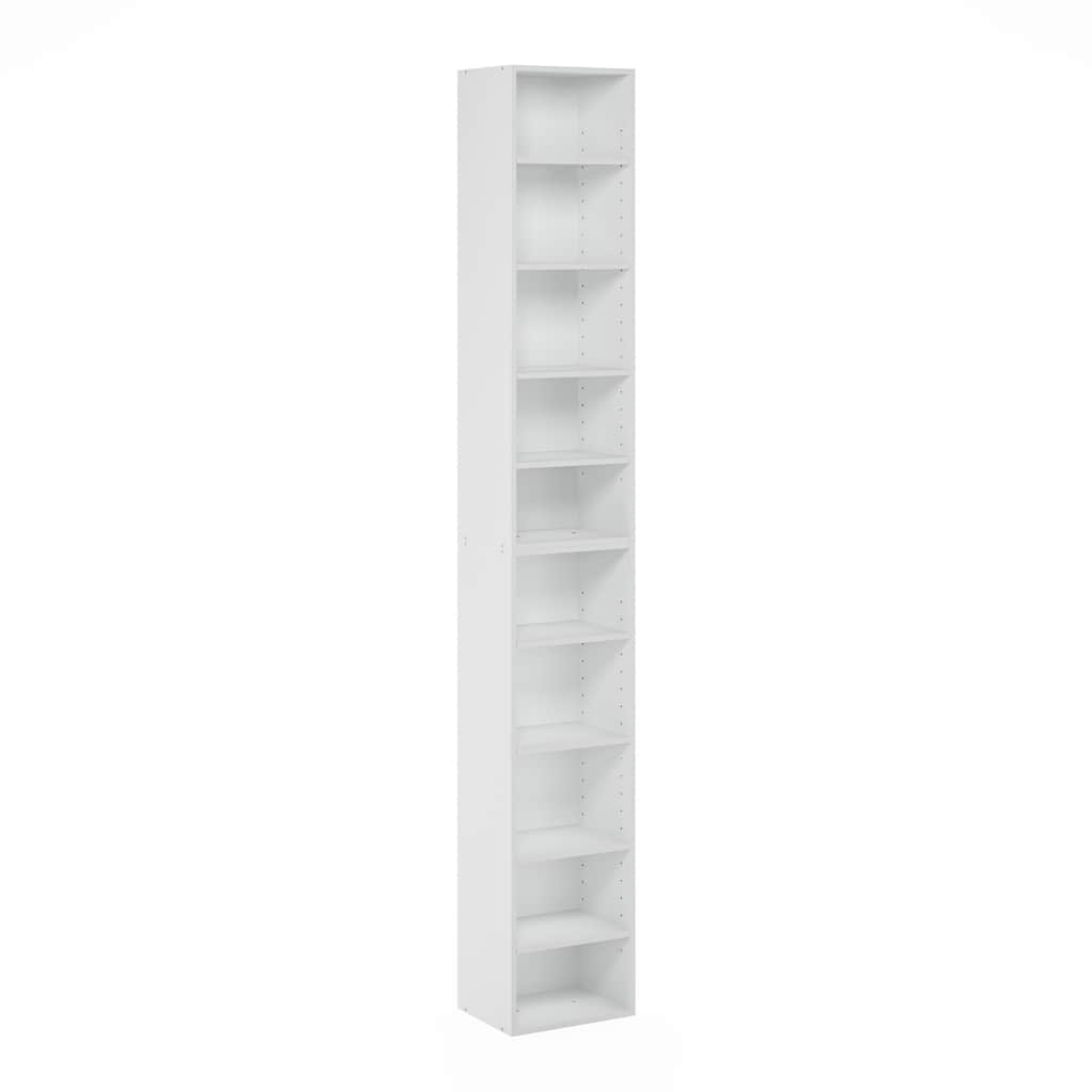 78.74 in. Tall White Wood 10-Shelf Bookcase