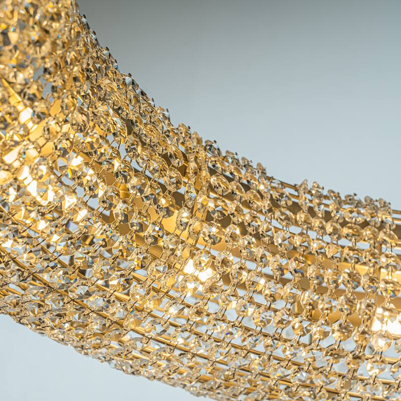 14/18 Light Unique/Statement Soft Gold Wagon Wheel Chandelier With Crystal Beads Accents